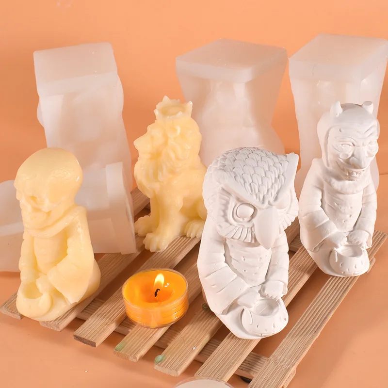 M2050 New Product 2022 Resin Anime Mold Figure Candle Mold Owl Candle Long Candle Mold DIY Skull Silicone