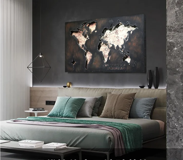 Retro Style  World Map Iron Art Wall Decoration Wall Hanging