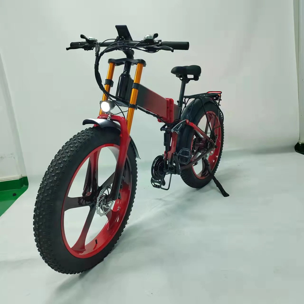 Ebike Battery 21speed Full Suspension Hydraulic Brake 55kmh Folding Fat Tire Electric Bicycle Korea 1000w 12.8/14/17.5/21ah48v