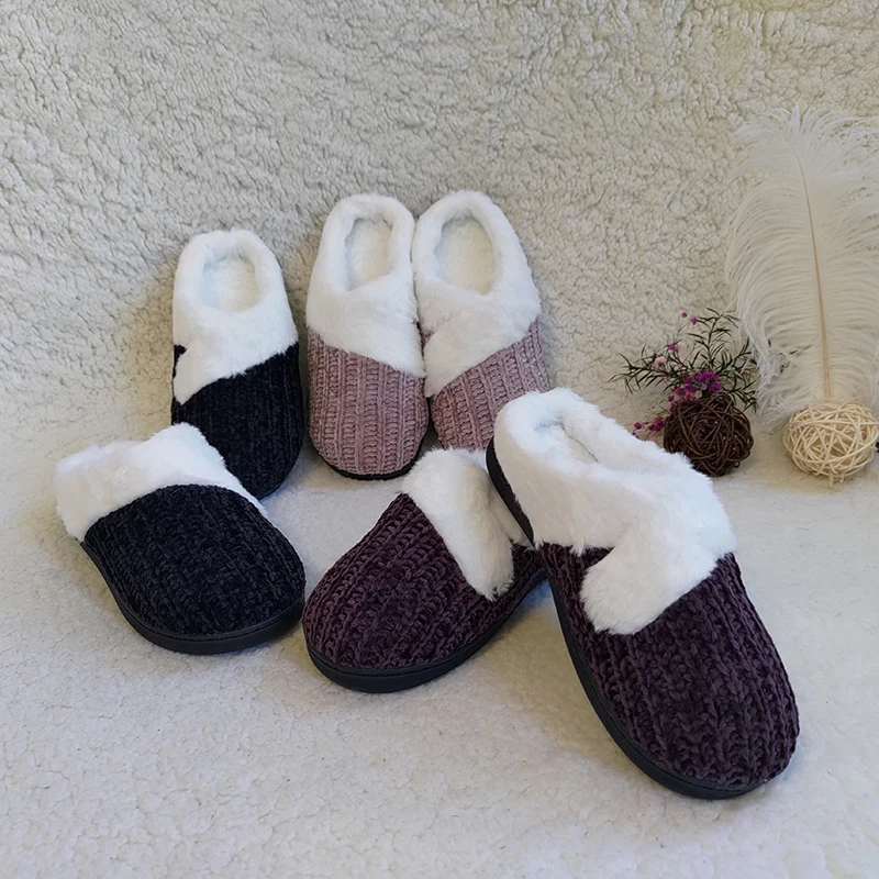 Wholesale 2022 new men and women autumn and winter knitted cotton and cashmere thermal indoor household slippers