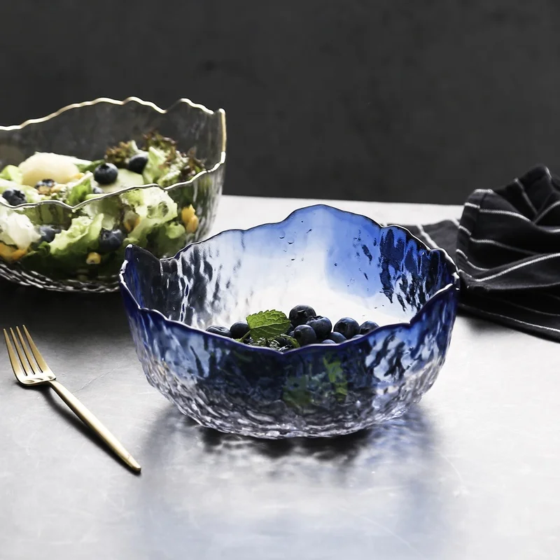 
Manufacturer Modern Style Luxury Transparent Irregular Edge Glass Salad Bowl 
