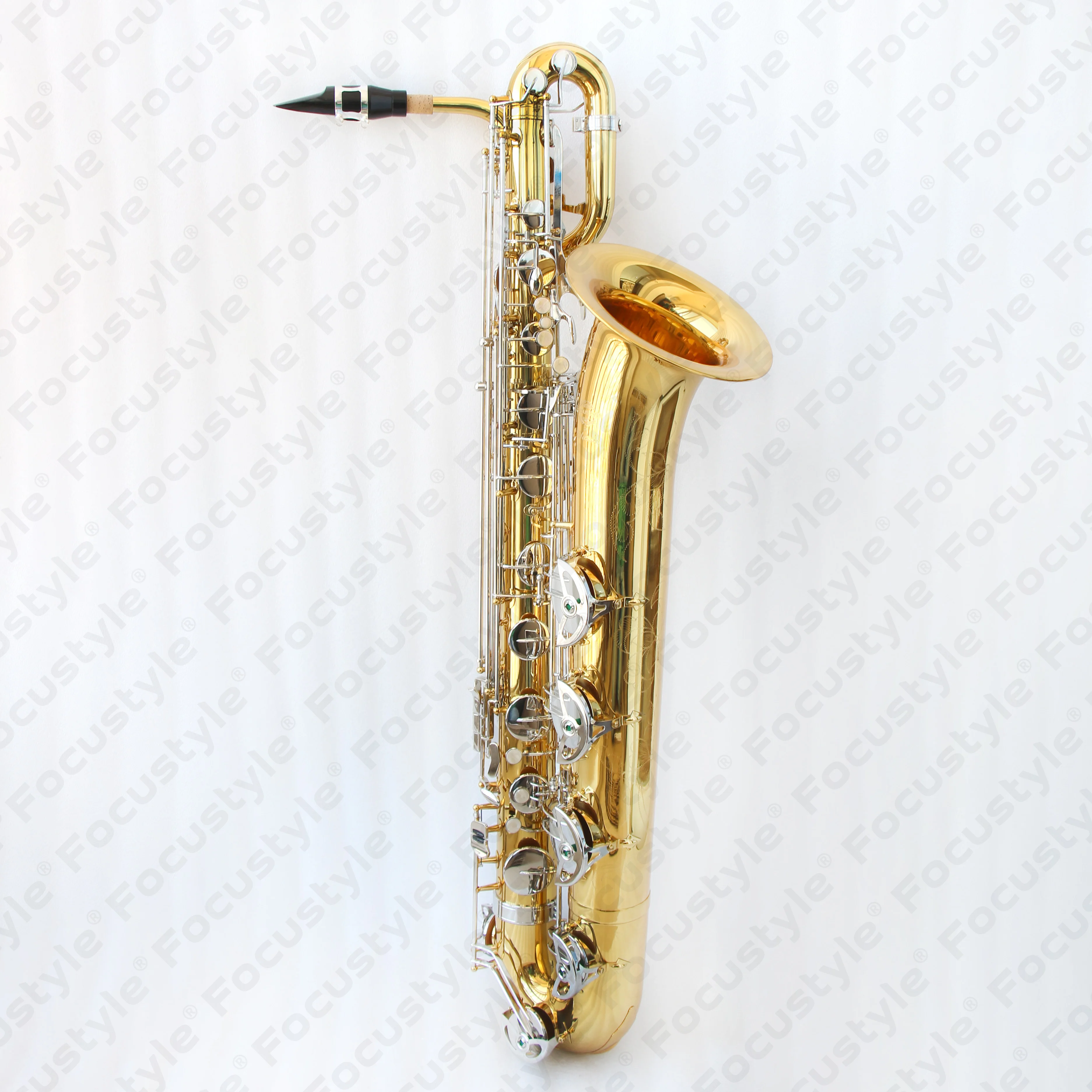 Baritone E Flat Saxophone New Arrival Brass Gold Lacquered Body Nickel Plated Keys Sax Musical Instruments with Mouthpiece Case