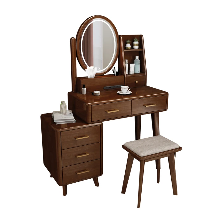 2022 New Arrival Solid Wood Bedroom  Dresser Mirror Dressing Table with Lights