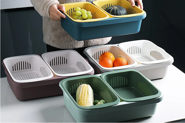 Fashionable Household Kitchen Tools  Multi-function Sink Strainer Fruit Vegetable Washing Bowl