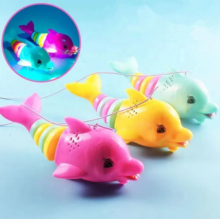 2023 Electric swing fish flashing light music tail swing dolphin for children toys