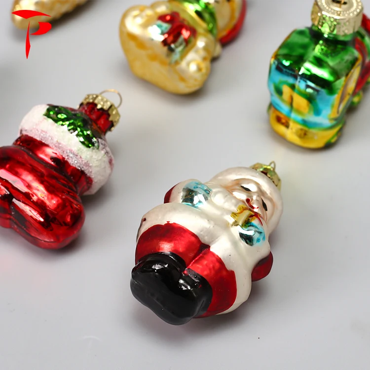 Multi Color New Crafts Christmas Tree Decorations Custom Hanging Handmade Glass Santa