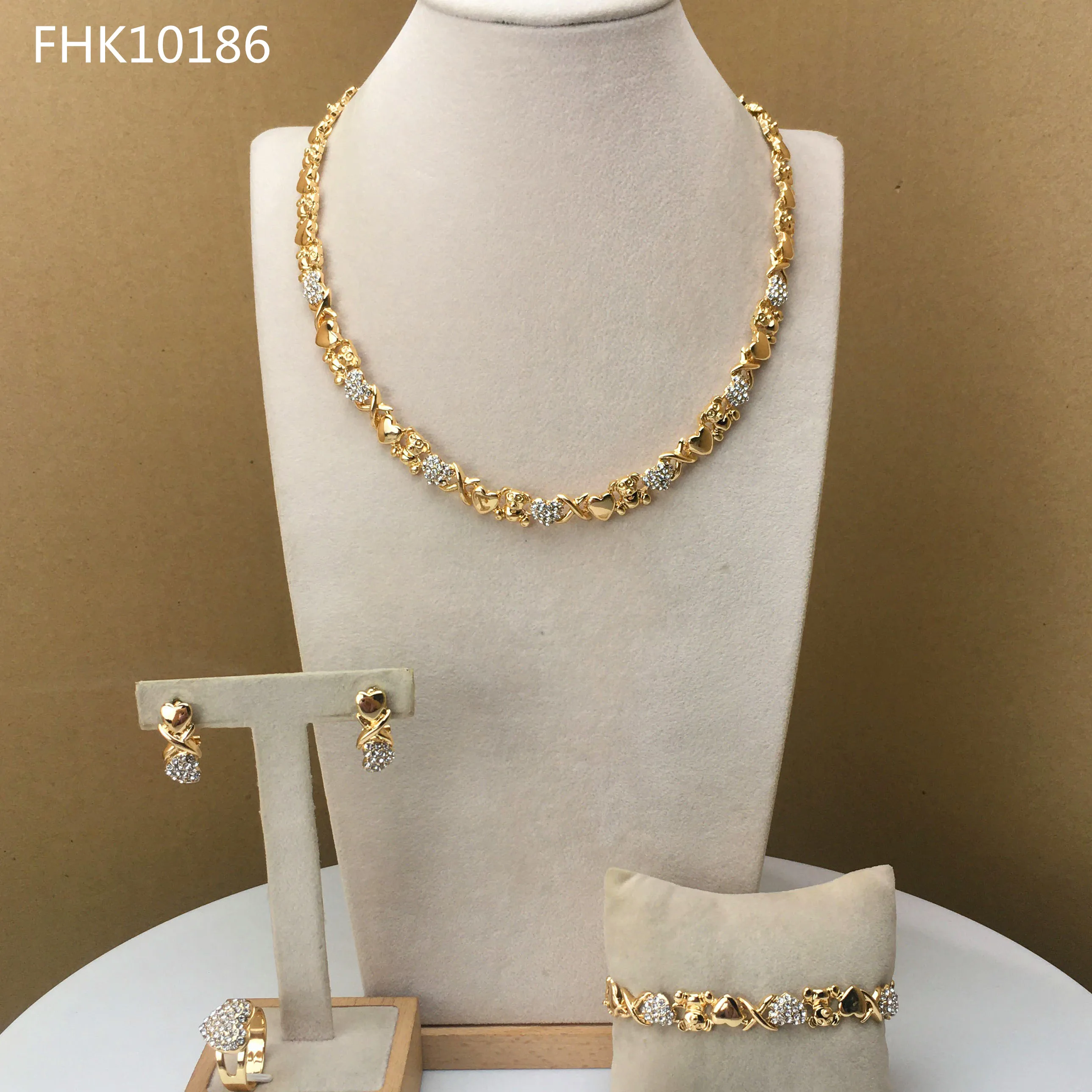 Yuminglai  Dubai Jewelry Sets XOXO  Design  Gold Plated Jewelry for Women  FHK10186
