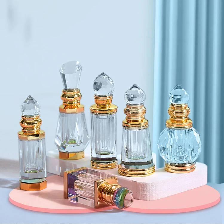 New Design Custom Luxury 3ml Small Clear Empty Gemstone Glass Crystal Bottle for Attar