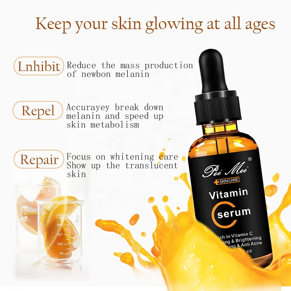 OEM Private Label 100% Pure Hyaluronic Acid Facial Skin Care Face Serum Whitening Natural Organic Vitamin C Serum