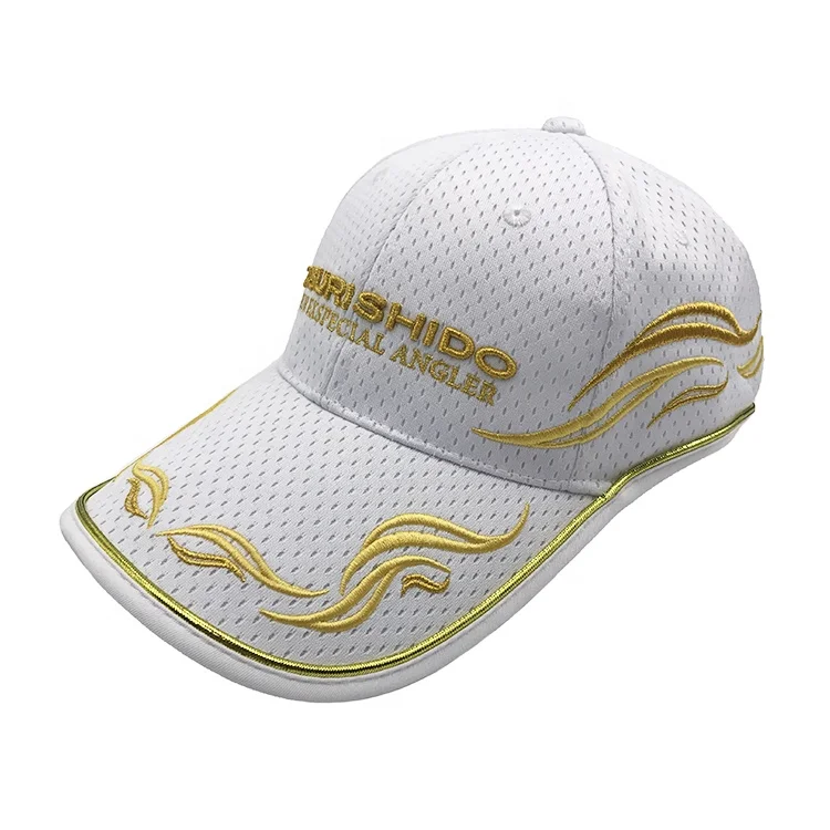 Wholesale Pique Mesh Quick Dry Polyester Custom Embroidered LOGO 6-Panel Wind Proof Clip Fishing Cap