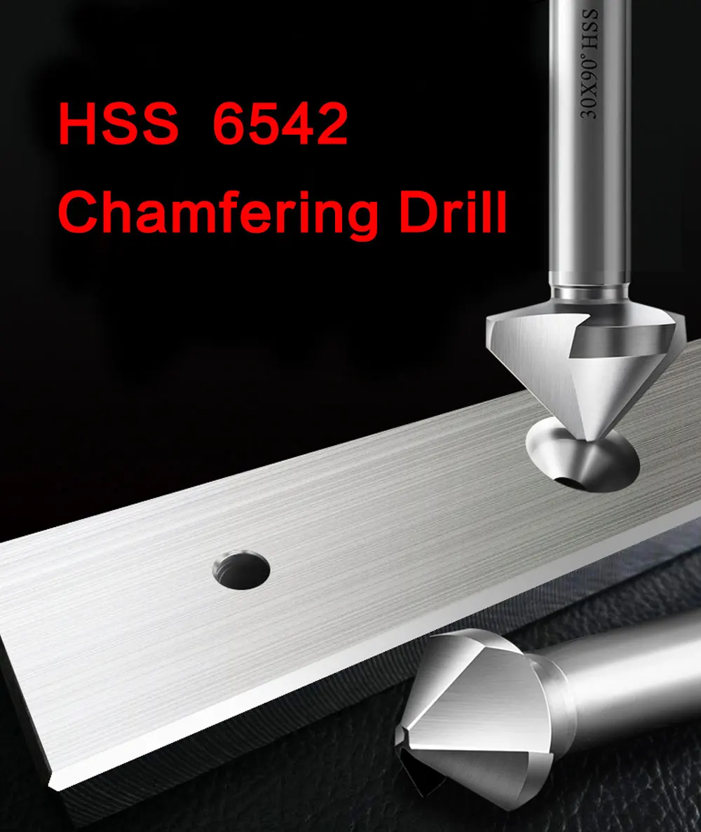 HSS 3F 90 Degree Point Angle Countersink Drill Bit HSS Chamfer Cutter Countersink Wood Drill Bit,10.4/12.5/16.5mm