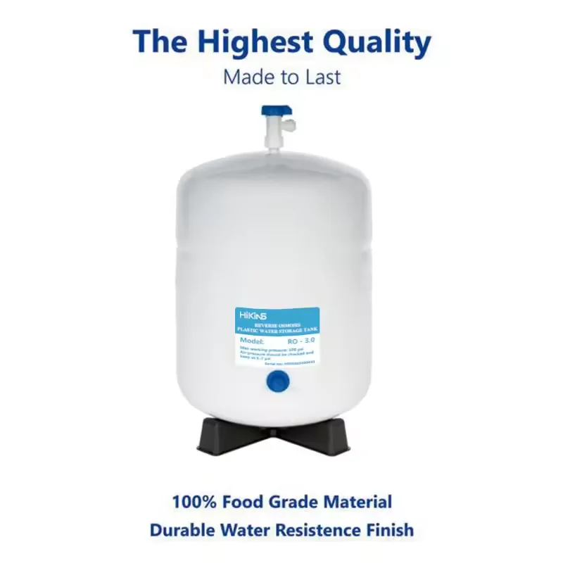 Hikins 3.0Gallon PP Plastic RO Water Pressure Bladder Tank For Drinking Water Storage