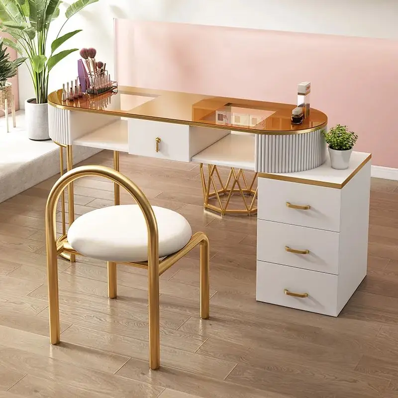 2023 Manicure table and chair set marble iron double storey table net celebrity single nail table