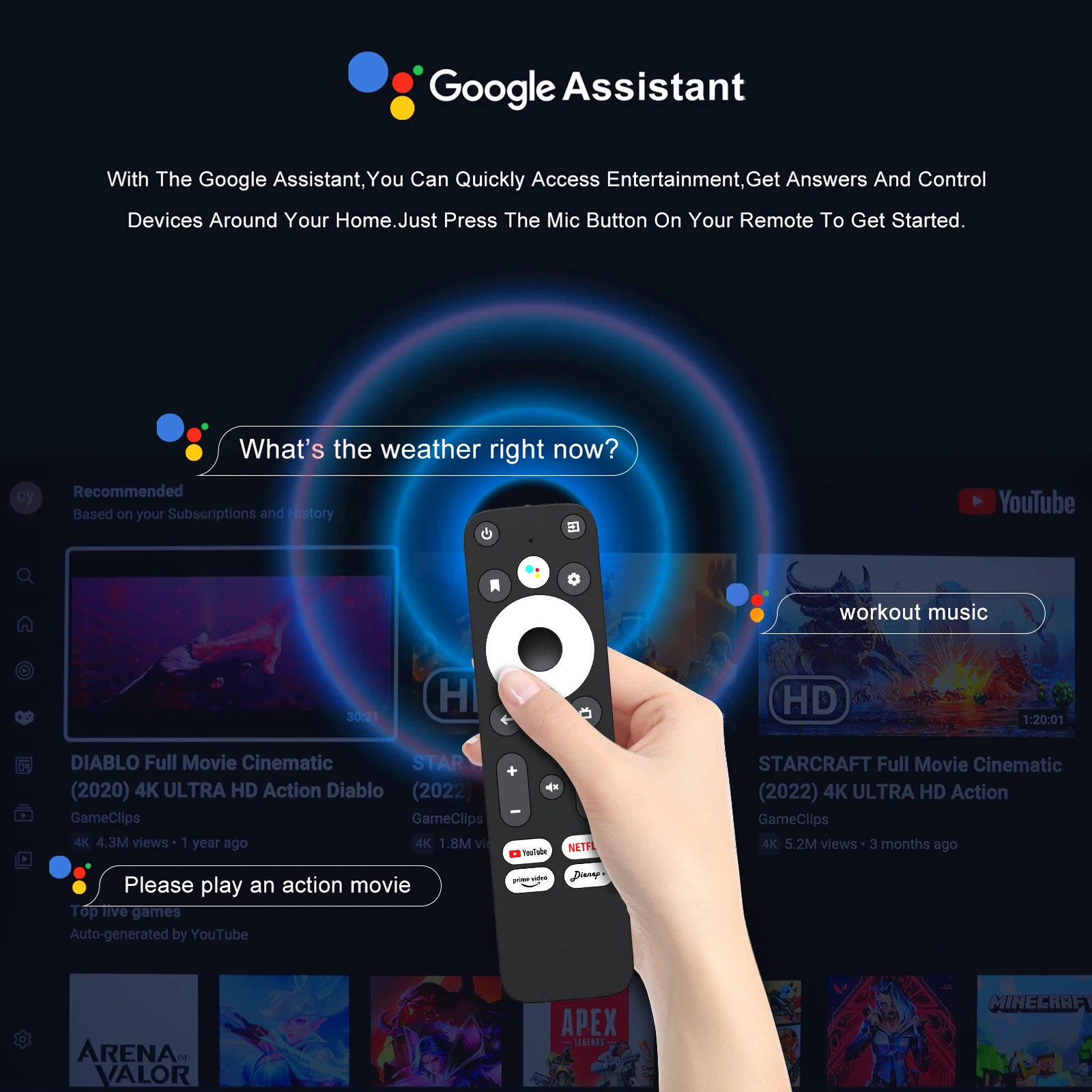ATV 2.4/5G HCS97 Amlogic S905 TV stick support 4k 8k video android 13 smart streamer 2GB 16GB RAM tv dongle with remote control
