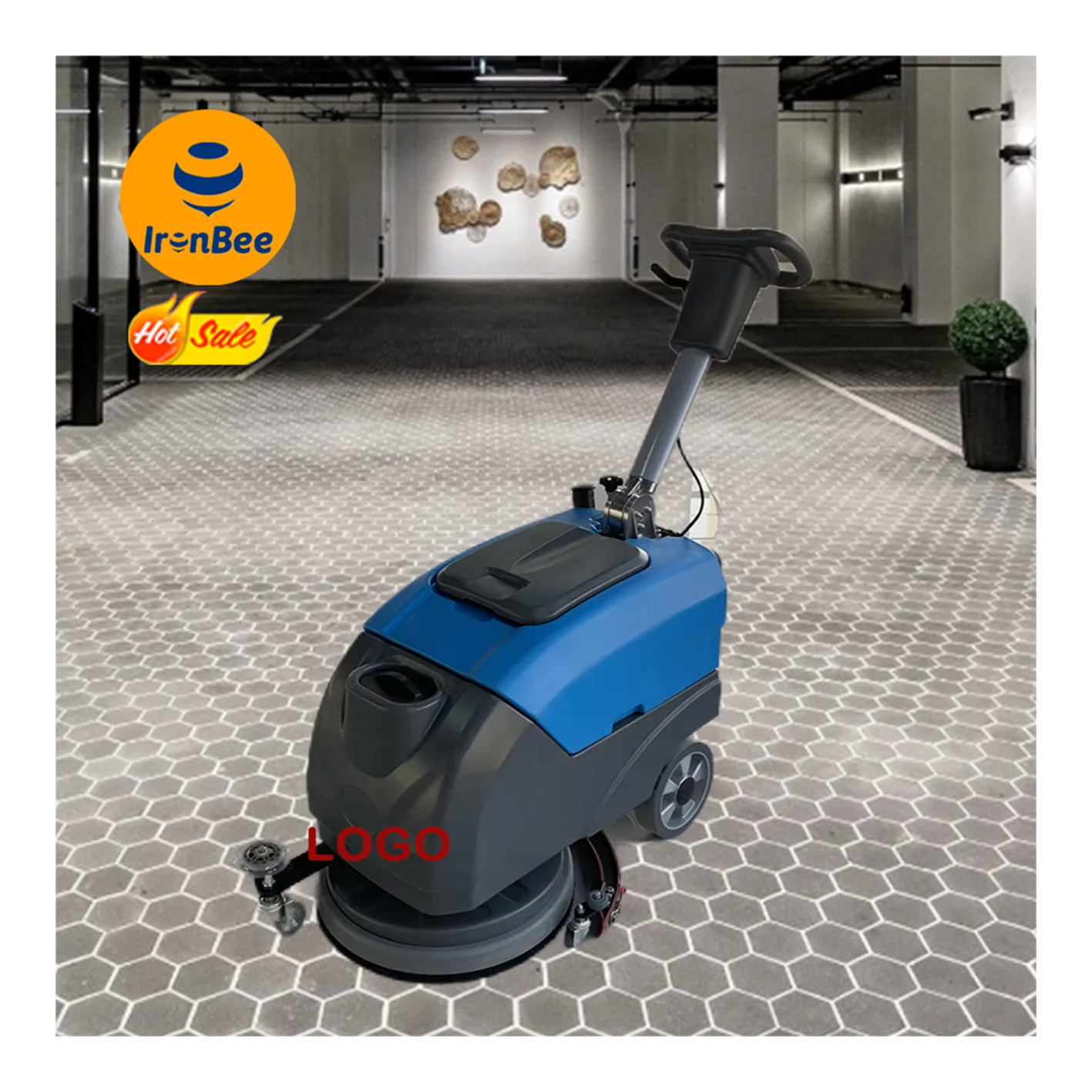 IronBee J25 Semi-automatic floor scrubber Supermarket Scrubber Cleaning Machine Commercial Walk Behind Tile Floor Scrubber