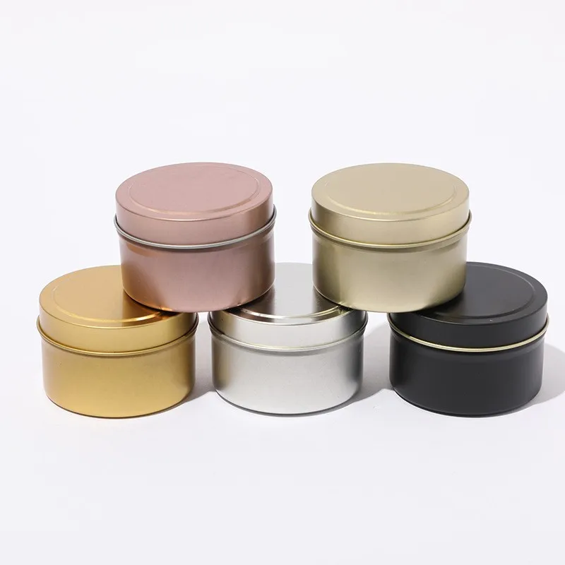 Large Stock Portable Silver Round With Lids Recyclable Cosmetic Food Grade Packaging Tin Jar Metal Aluminum Can