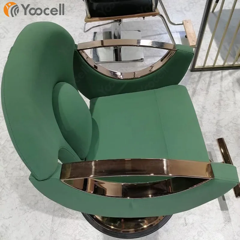 Yoocell green flannel gold frame reclining backrest takara belmont styling chairs barber shop hairstyles chair with footrest