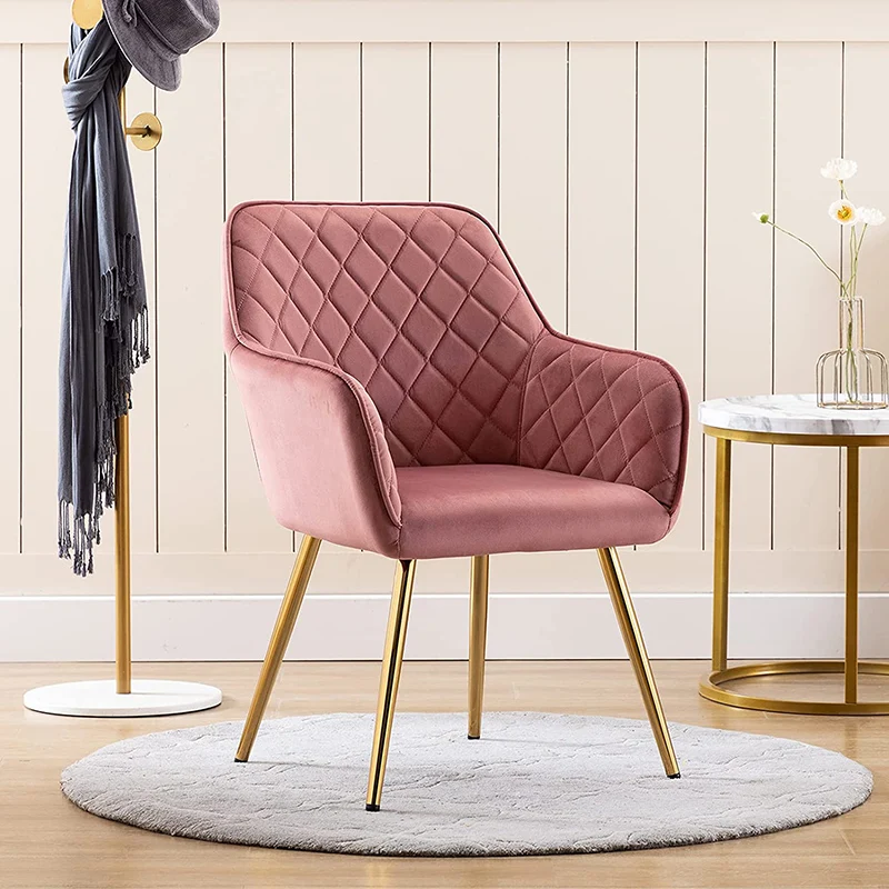 Modern Nodic Elegant Italian Metal Iron Leg Upholstered Dining Luxury Faux Leather Dining Chair With Arms