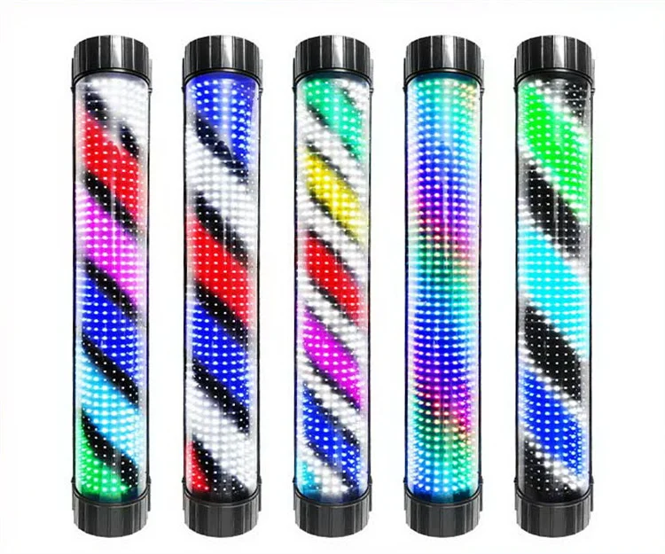 Kisen HOT Barber Shop Sign Pole Light Red White Blue Stripe Design Salon Wall Hanging Light Lamp Beauty Salon Lamp