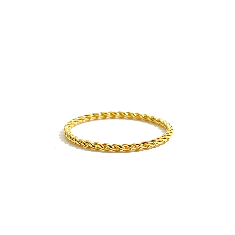 twist rope pinky ring tail finger 925 sterling silver stackable ring