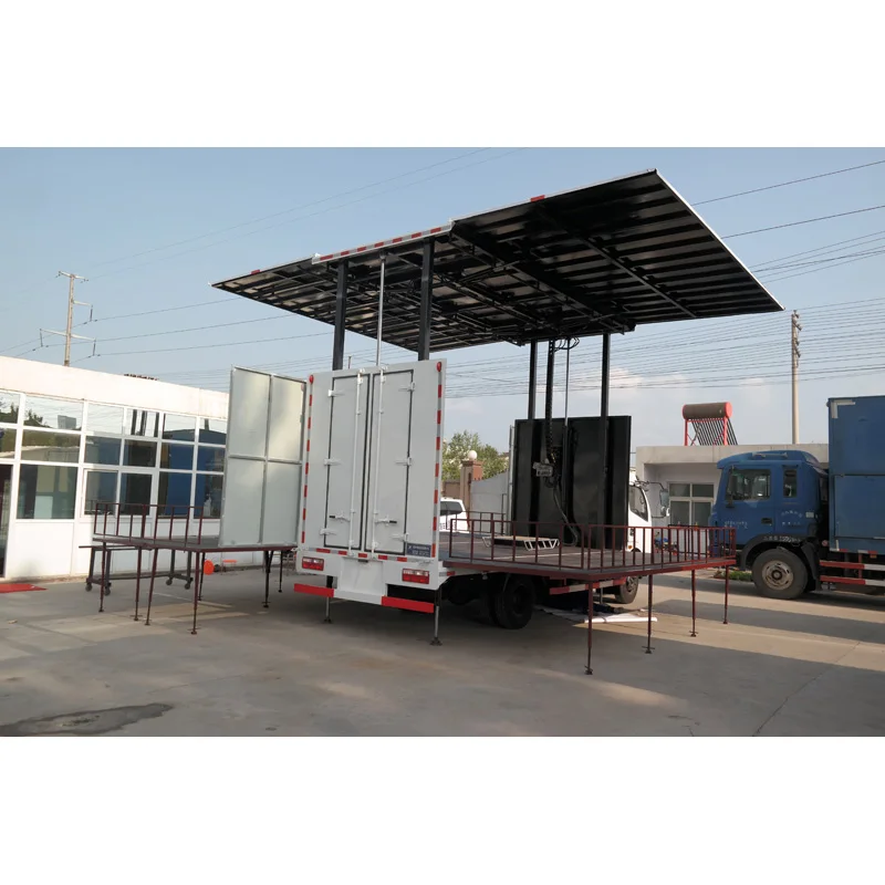 mobile stages with hydraulic system for sale,Digital Performing Flow Stage Truck Mobile Truck Three Sides Open Led Display