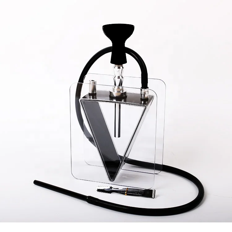 wholesale acrylic triangle shape hookah transparent plastic portable shisha