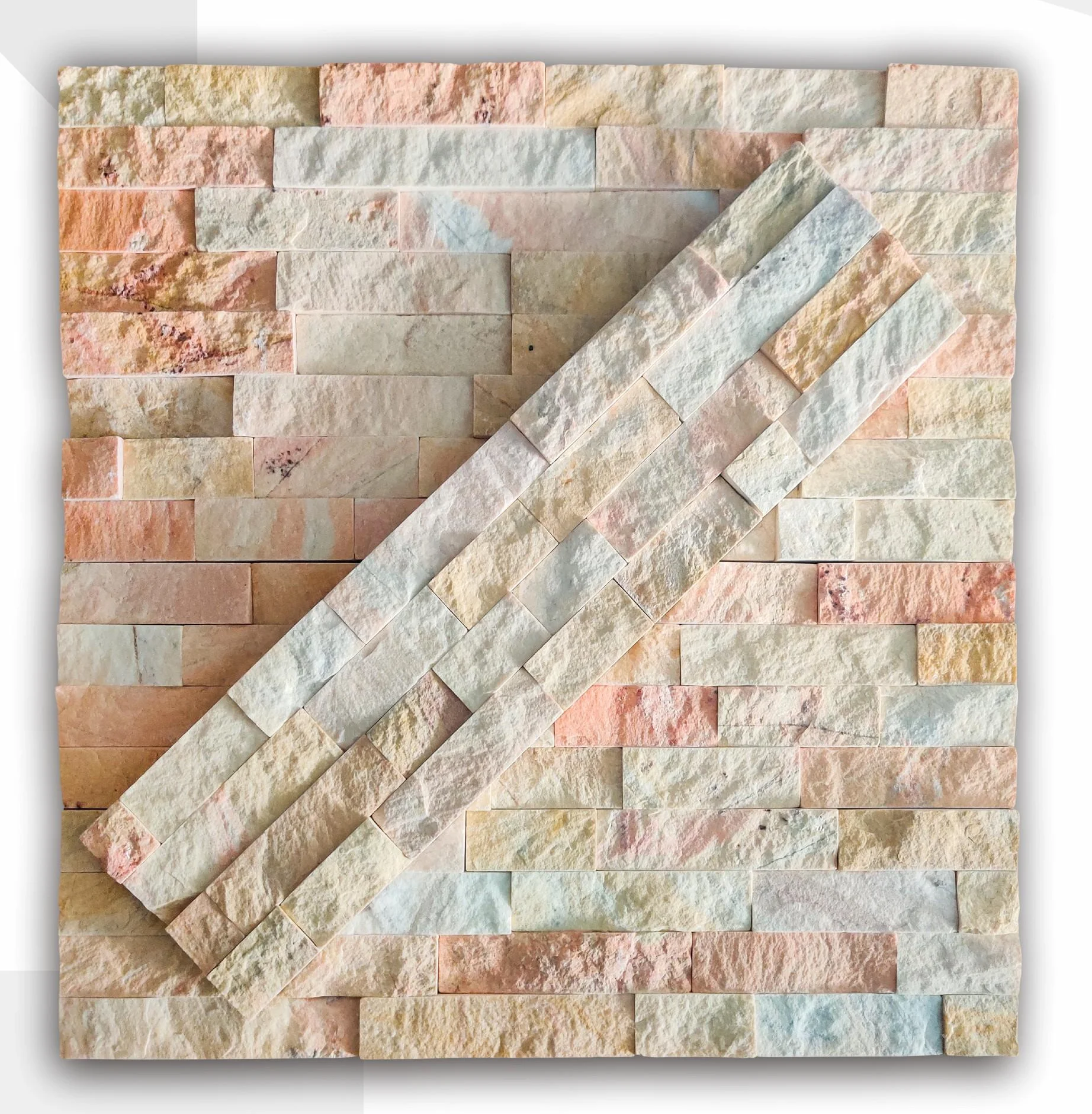 Pink Rustic Travertine Natural Culture Stones Veneer Out Wall Cladding Ledge Stone For Exterior Wall House