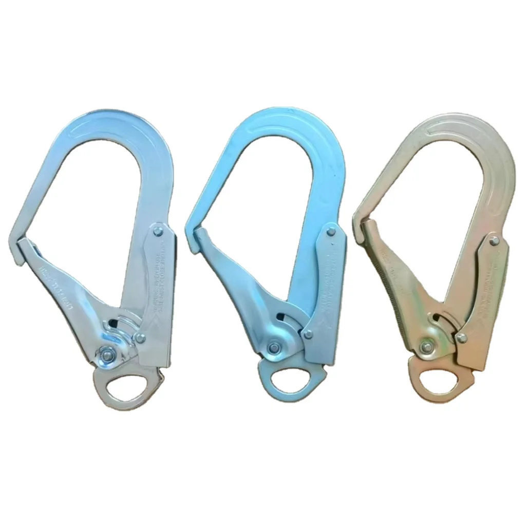 Fork lanyard polyamide rope 23kn Forged Steel High Quality Steel Double Lock Stamped Snap Hook  Rebar Hook Safety Hardness Hardware Fall Protection