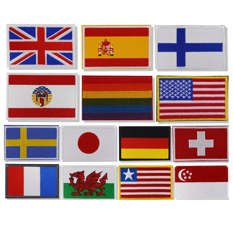 Custom Wholesale Flag Patches Embroidered Patch Manufacturer Made Countries Iron On Flag Patches Custom Embroidery
