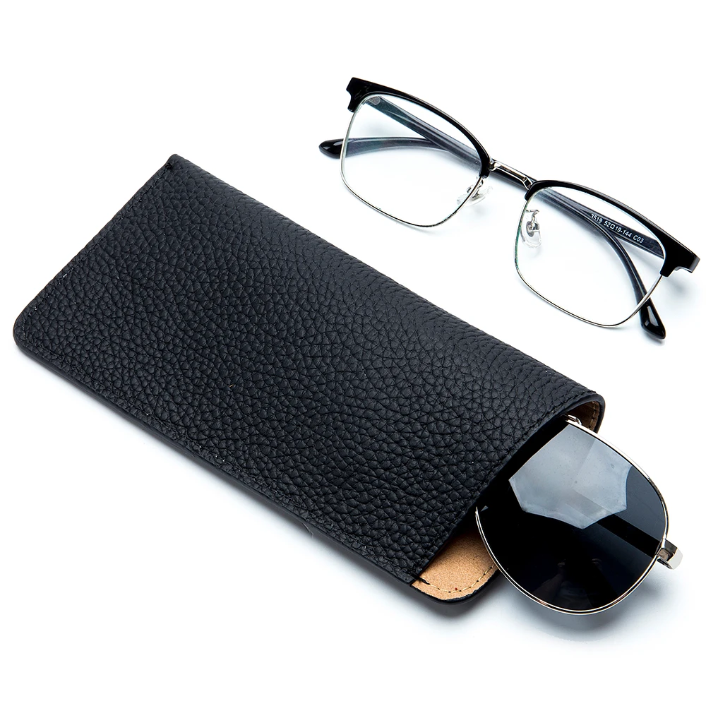 Genuine leather sunglasses bag korea retro glasses case