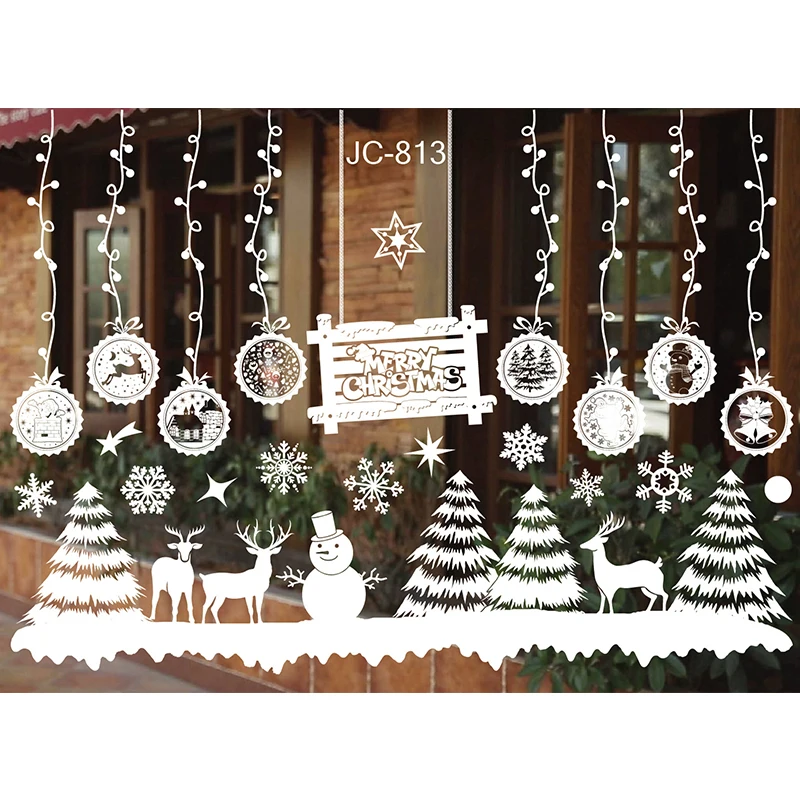 
Removable No Glue Static Cling Glass Shop Decoration Christmas Kitchen Wall Tile Paper Christmas Window Decoration Stickers 