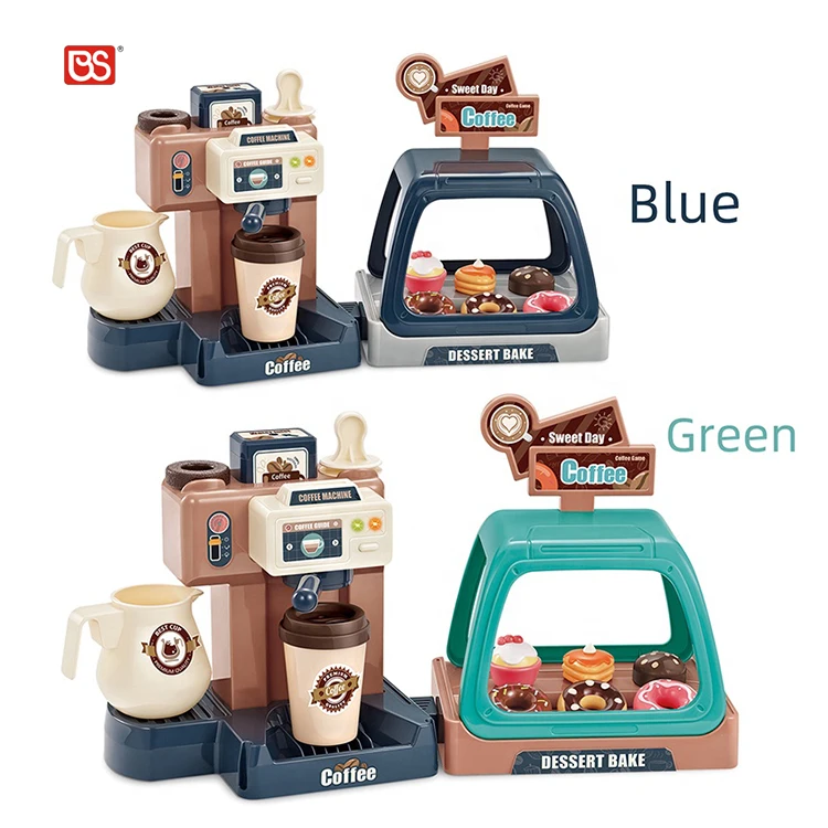 High Quality Plastic 40PCS Kids Role Play Set Kitchen Coffee Shop Dessert 2 in 1 Coffee Machine Pretend Toys