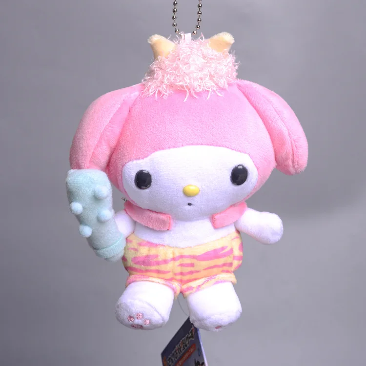 12cm Cartoon sanrio Plush Melody Cinnamoroll bag pendant keychain Animals Kuromi keychain Anime Soft keyring Plush Toys