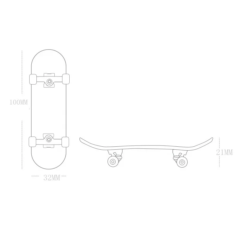 Professional Mini Wooden Sport Fingerboard Finger Skateboard 32mm Size with Custom Logo Made of Metal and Plastic