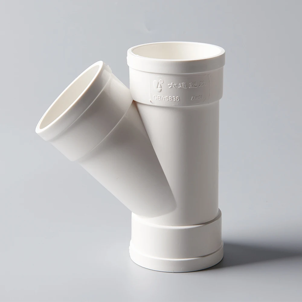 High quality 110 mm 160mm GB/T 5836.1-2006 pvc upvc drainage pipe y tee