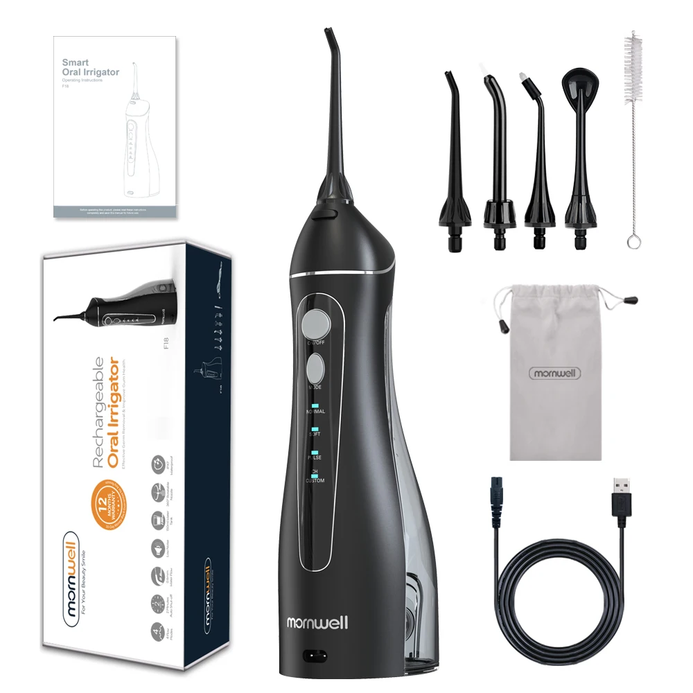 Mornwell 2022 Rechargeable Cordless 200ML 4 Modes Portable Oral Care Irrigator Handle Water Floss