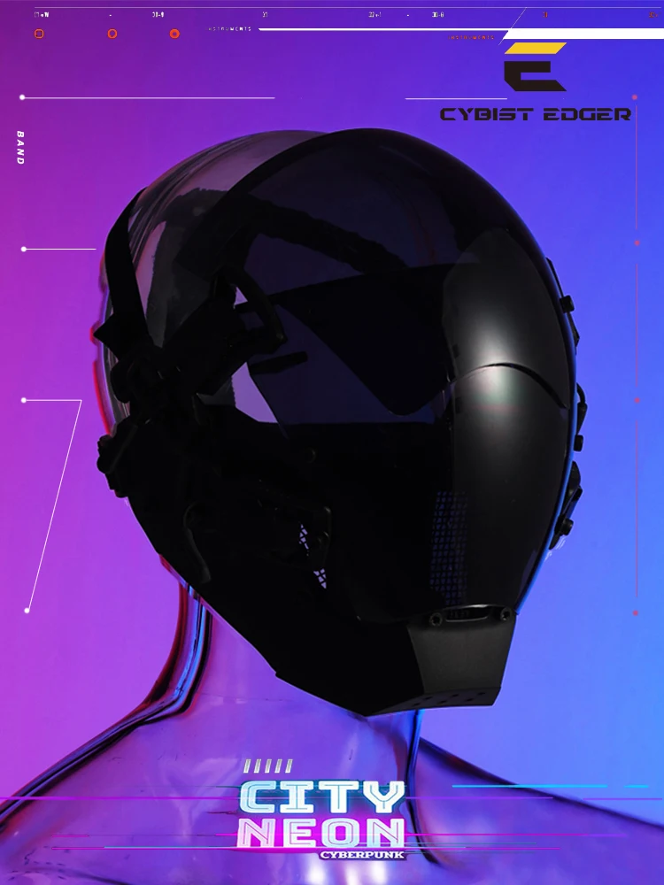 Glowing cyberpunk lightsaber transformed into role-playing Halloween masks futuristic jumping cool led party mask