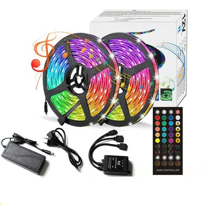 Светодиодная лента 10 метров 300 светодиодов 12 В 5050 RGB музыка голосовое управление таймерный комплект световая