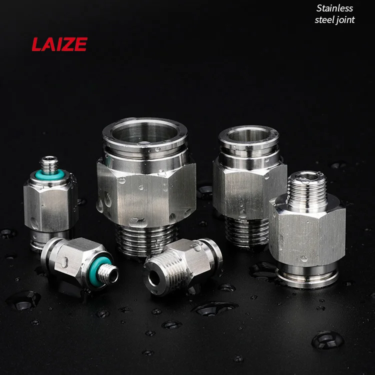 Laize 304 Stainless Steel Male Thread Push In air connectors hose quick fitting pneumatic for Air Water Gas and Oil