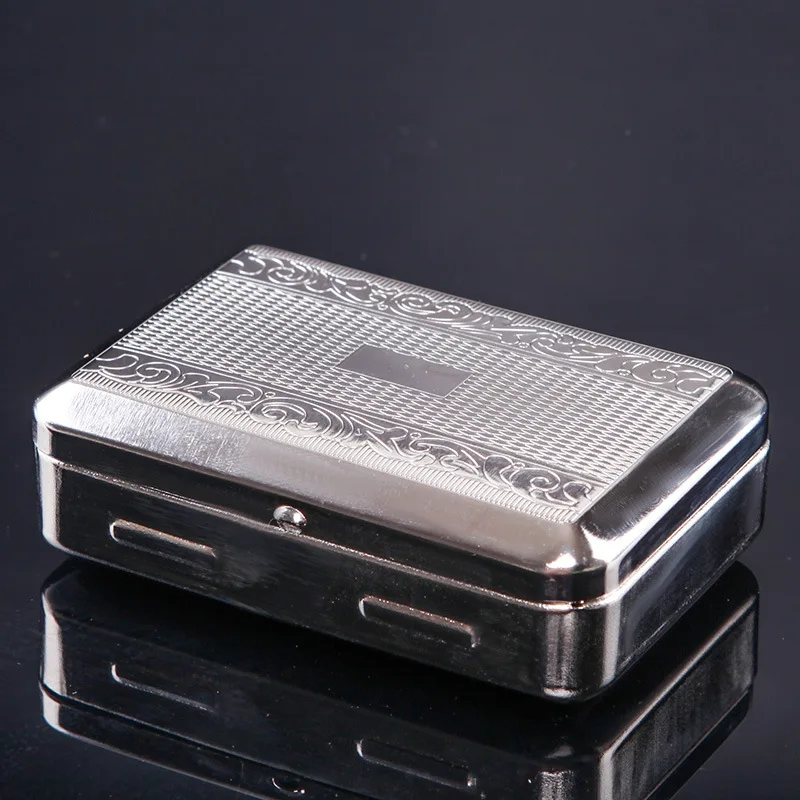 Pocket Metal Cigarette Cases Rectangular Tobacco Box Storage Cigarette Box With Clip