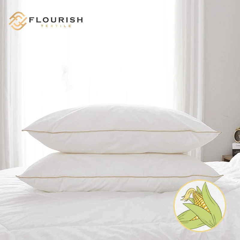 Flourish ODM/OEM 100% corn fiber filling 100% cotton cover bed pillow-soft sleeping pillows almohada