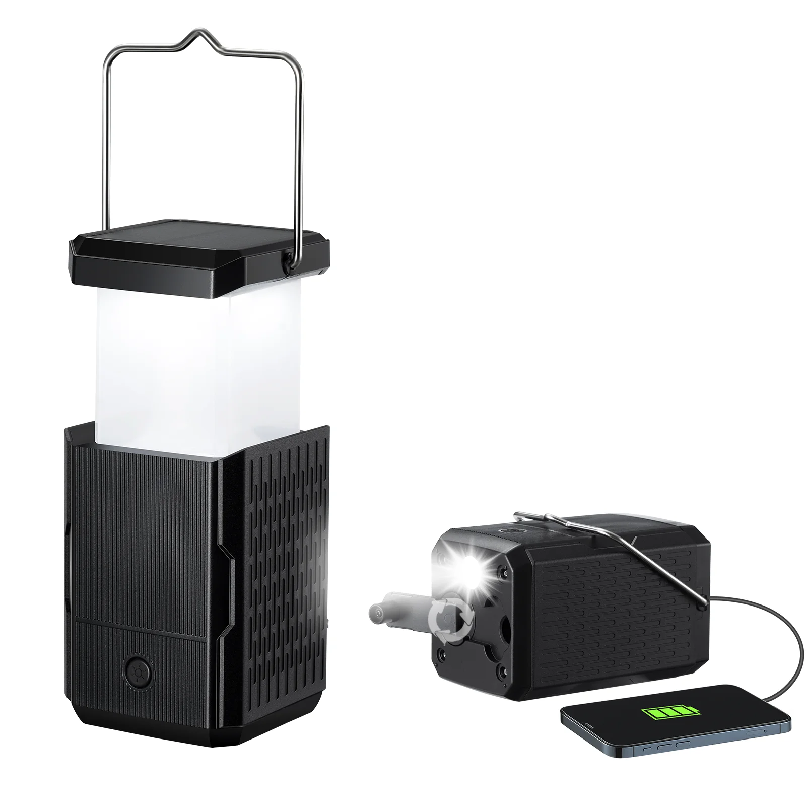 Camping Lantern, Rechargeable LED Lanterns, Solar Lantern Battery Powered  Lantern Flashlights  USB Cable for Emergency