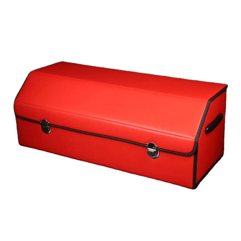 Multifunctional PU Leather New Car Trunk Storage Box With Lid Collapsible Auto Trunk Organizer