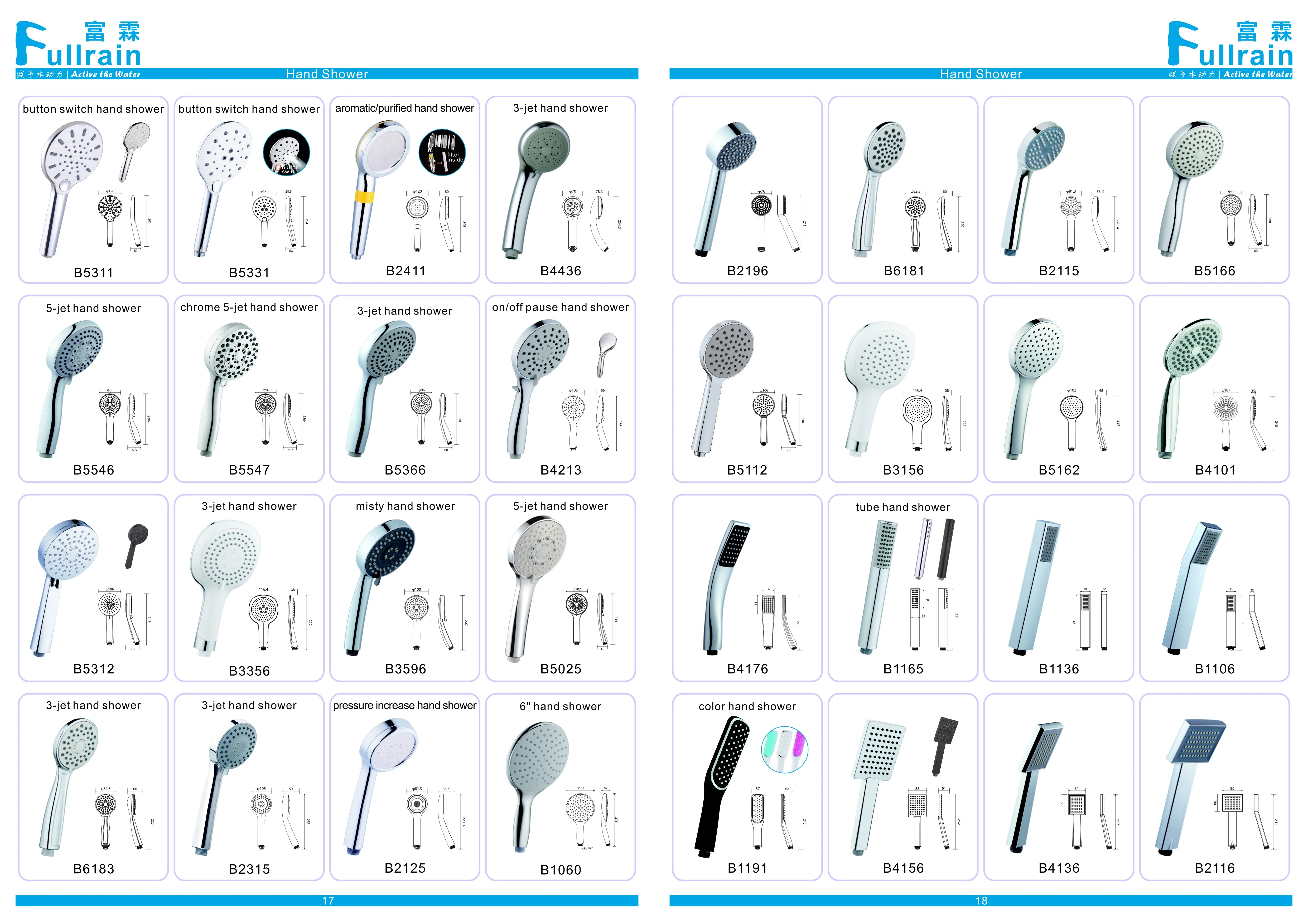 High-Pressure Rainfall Shower Head and Handheld Shower Combo 3 functions chrome ABS handheld shower Kits