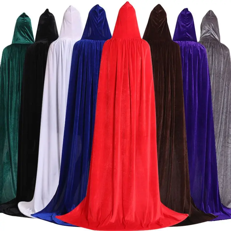  Gothic Hooded Stain Cloak Wicca Robe Witch Cape Women Men Halloween Costumes Vampires Fancy