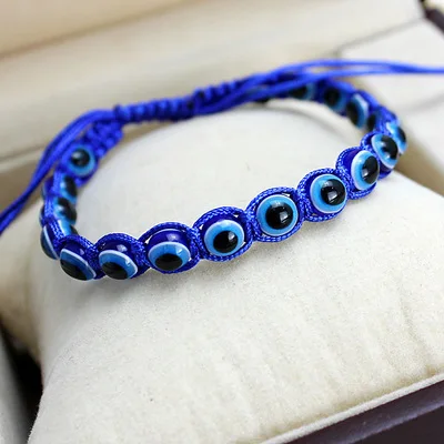 G475 Women Jewelry Adjustable Rope Turkish Blue Bracelet Handmade Woven Braided Bead Eyes Bracelets