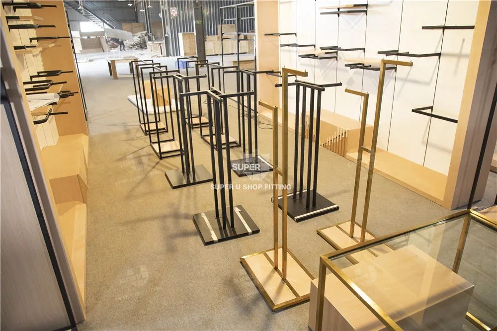 Trendy Fashion Retail Garment Boutique Shop Furniture Custom Wooden Women Clothes Display Racks for Clothing Store Decor Design