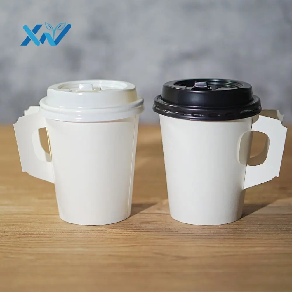 Single Wall Coffee Paper Cups with Handle for Hot Drink from China Custom Logo High Quality Disposable OEM & ODM Accept 20000pcs