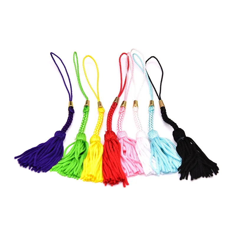 Оптовая продажа, аксессуары для украшений в виде колокольчиков, шнурок из вискозы, украшения с кисточками, цветные подвесные шипы