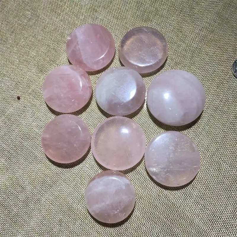 Cheap Price Natural Round Shape 4-5cm Rose Quartz Crystal Piece Palm Stone